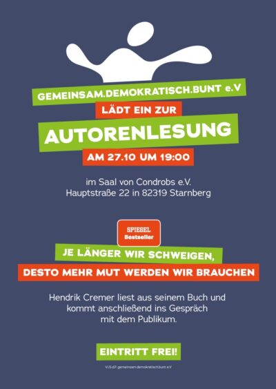 Autorenlesung am 27.10. um 19 Uhr